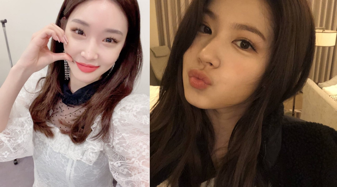 請夏確診新冠肺炎，TWICE成員SANA（右）也傳出與她有過接觸。（翻攝請夏、TWICE IG）