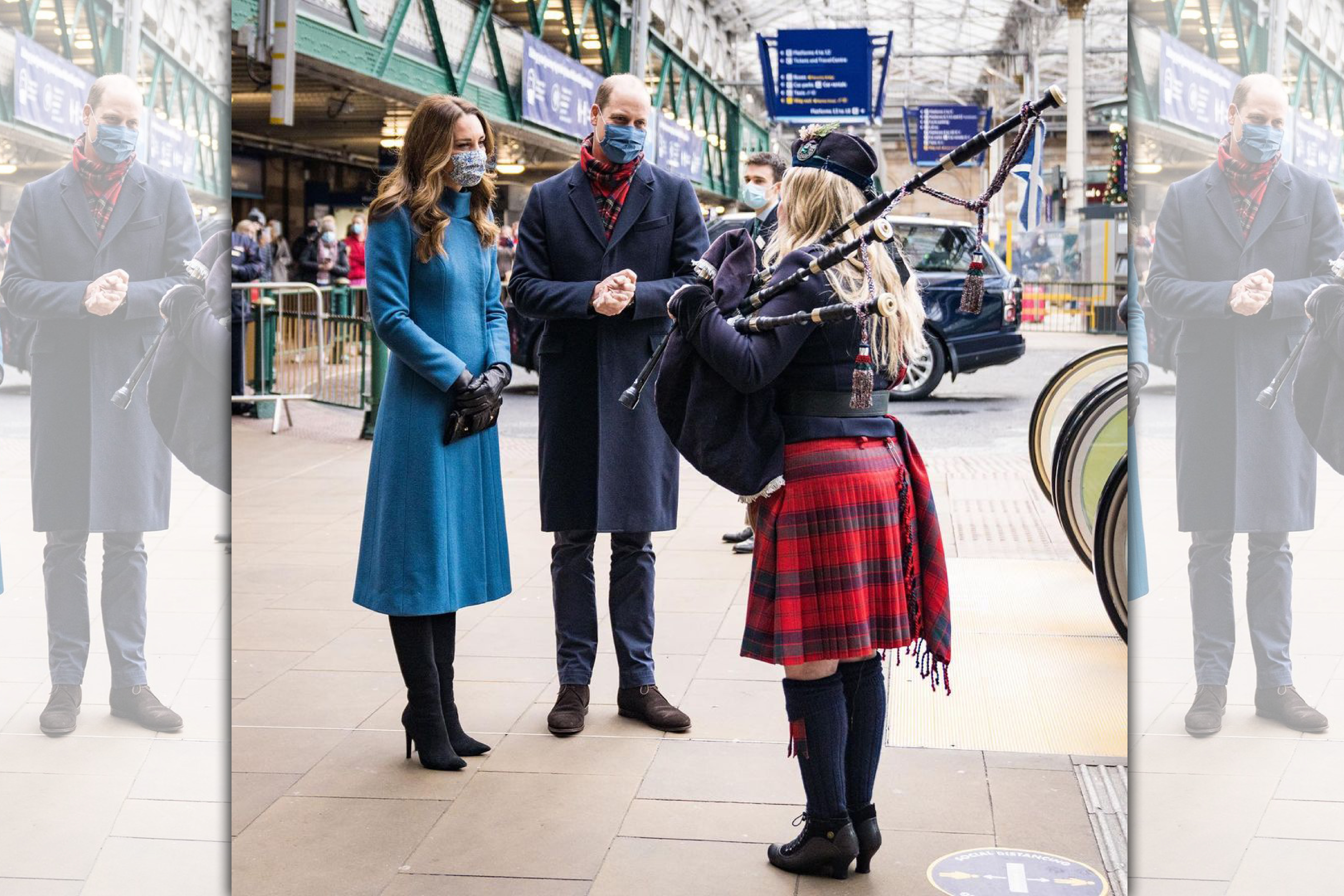 凱特王妃與威廉王子展開為期3天的皇家之旅，7日抵達愛丁堡，接受當地人吹風笛歡迎。（翻攝kensingtonroyal IG）