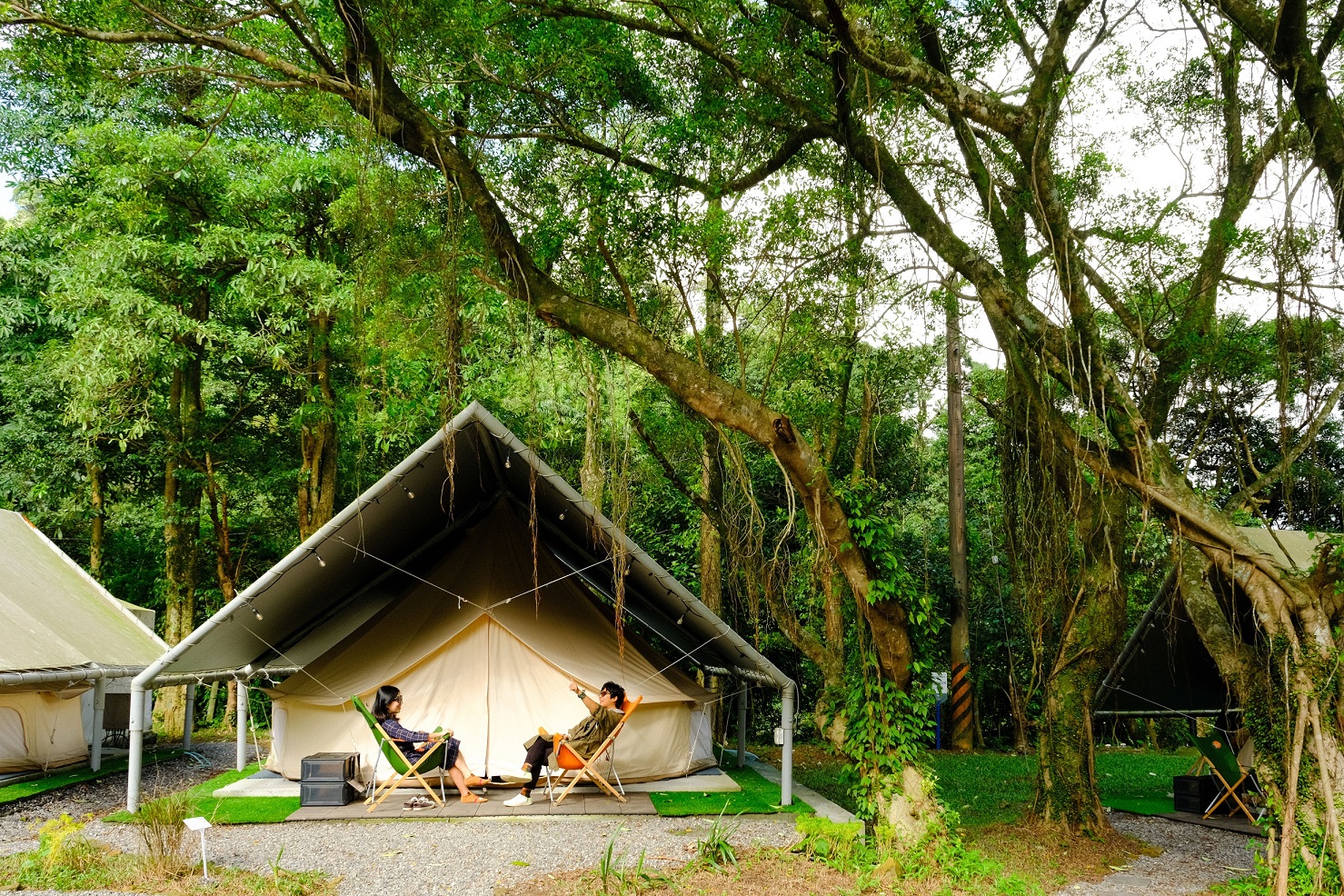 早晨的拉波波村，陽光灑落，樹上還留有雨水，顯得詩情畫意。