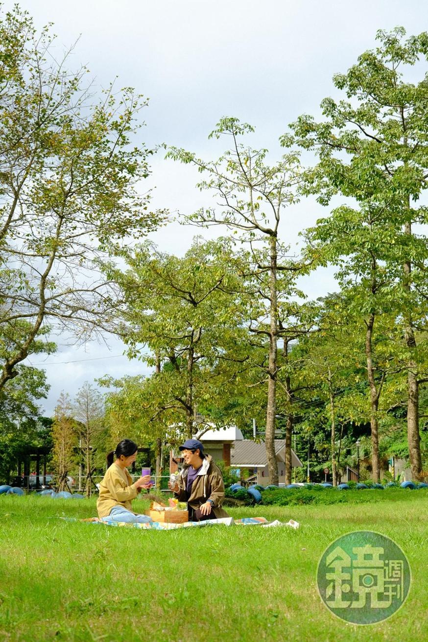 有陽光的時候,坐在草地上野餐非常舒服。