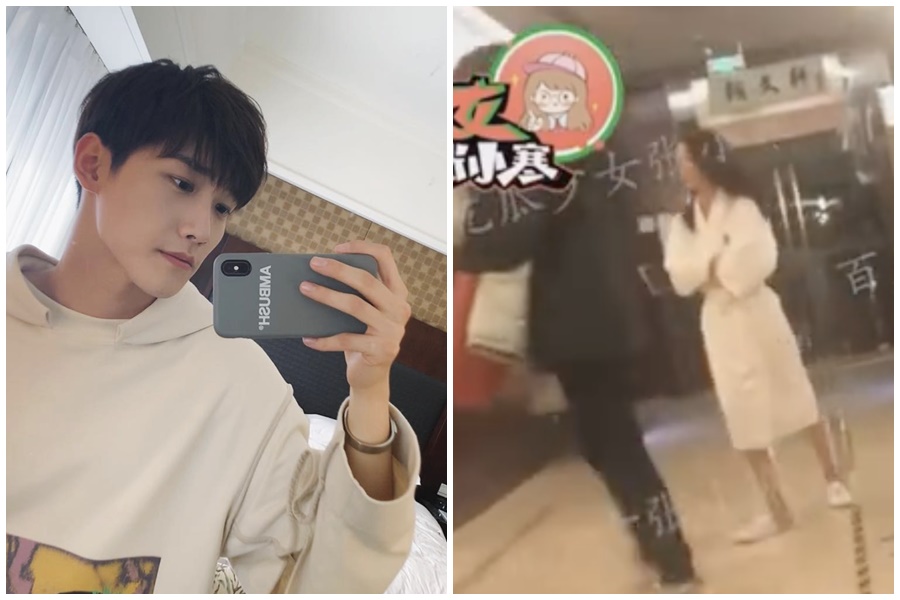 邢昭林新戀情曝光，被拍到大廳緊擁、摸頭浴袍正妹。（翻攝自邢昭林IG、吃瓜少女張小寒微博視頻）