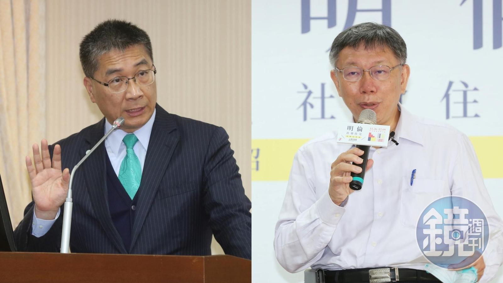 徐國勇(左)表示,中央早就對社宅租金訂出標準,柯文哲(右)反嗆政府沒能力。(本刊資料照)