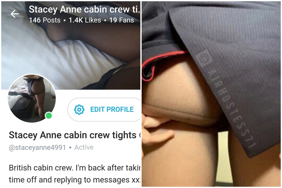 一名史黛希‧安妮空姐開設OnlyFans帳戶，上傳私密色情影片供營利使用。（翻攝自insidexpress/推特）