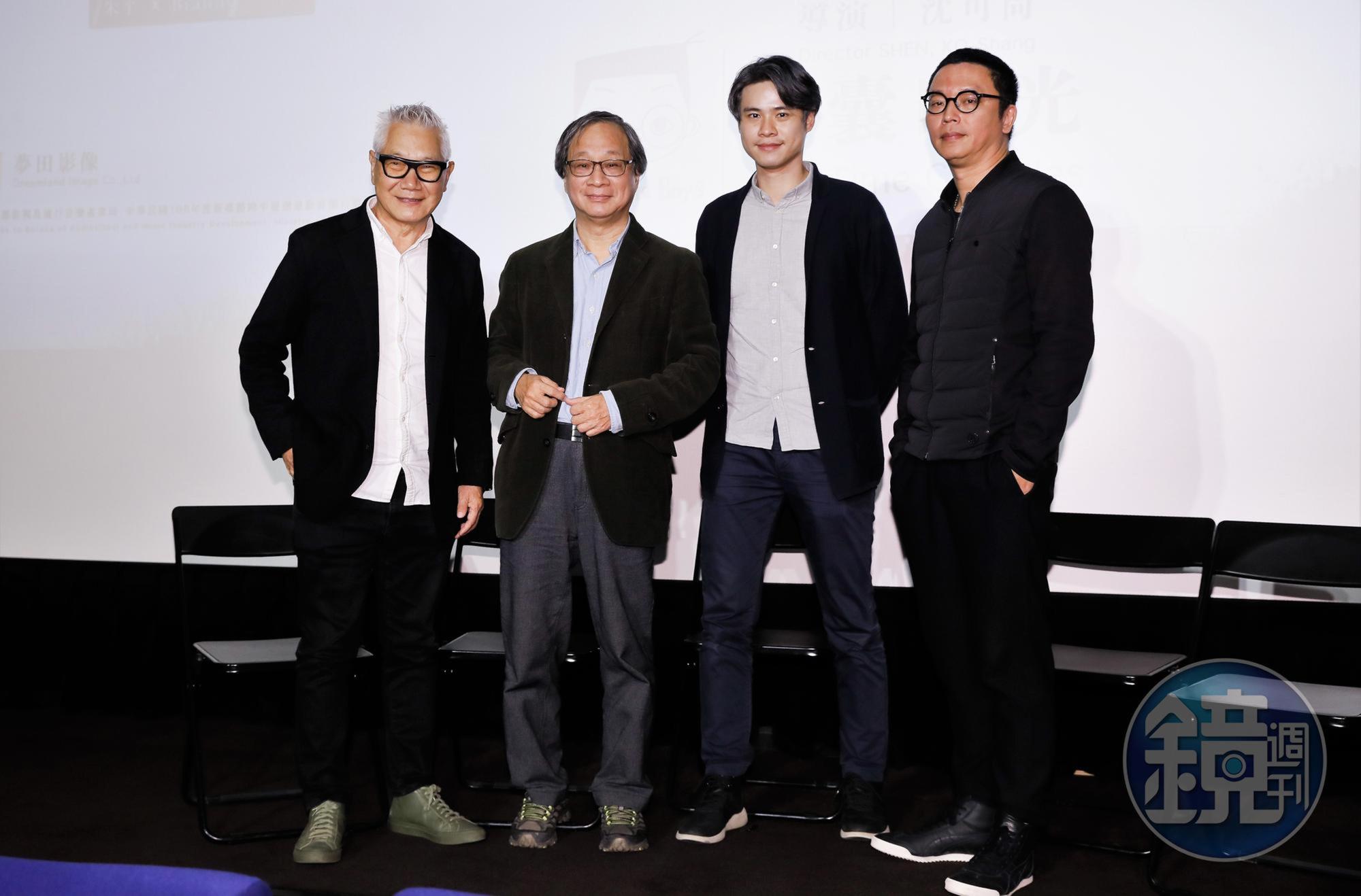 紀實短片《小兒子膠囊時光》舉行媒體分享會,(左起)朱平、小野、吳定謙、導演沈可尚都現身會場。