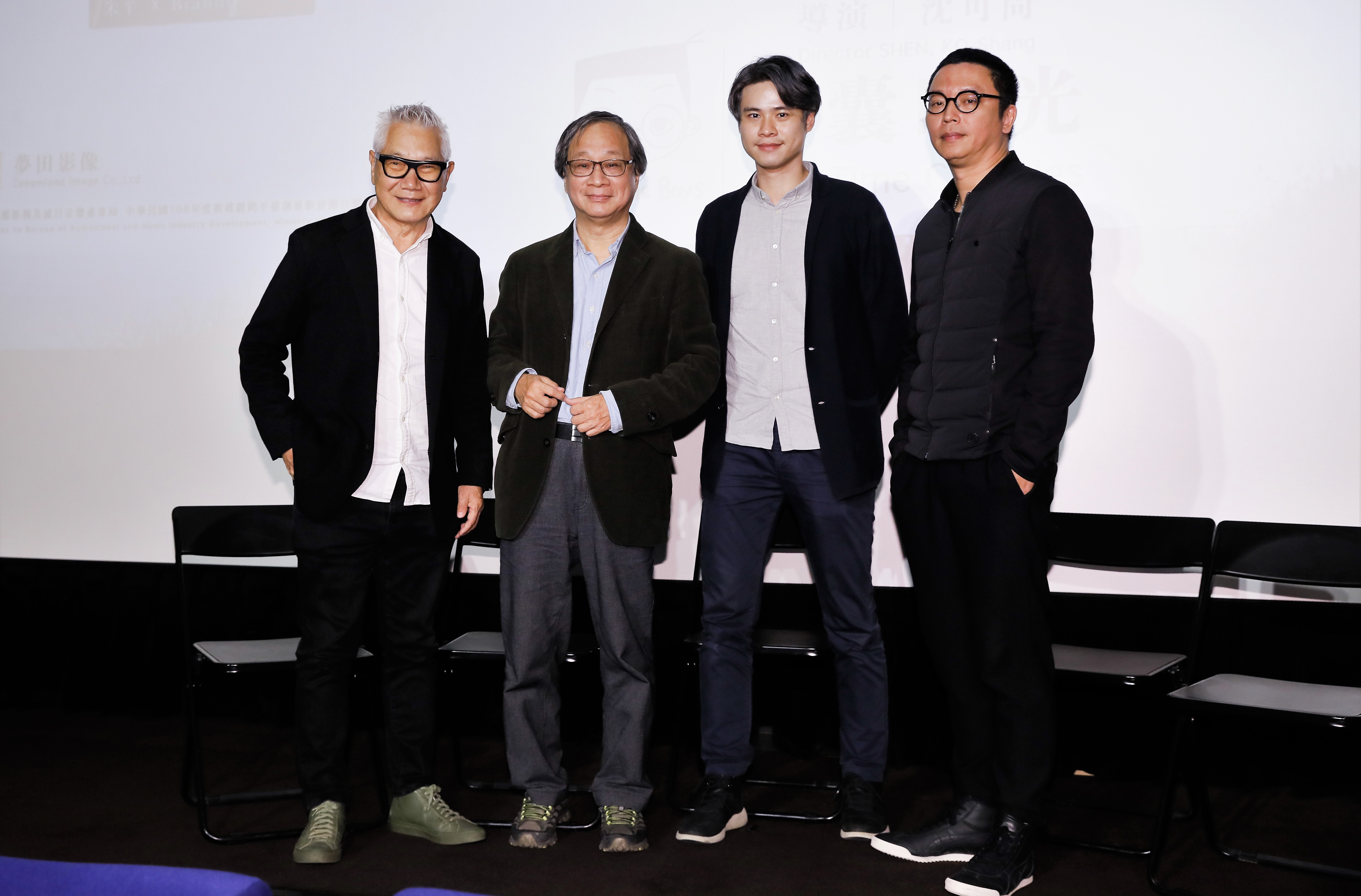 紀實短片《小兒子膠囊時光》舉行媒體分享會，（左起）朱平、小野、吳定謙、導演沈可尚都現身會場。