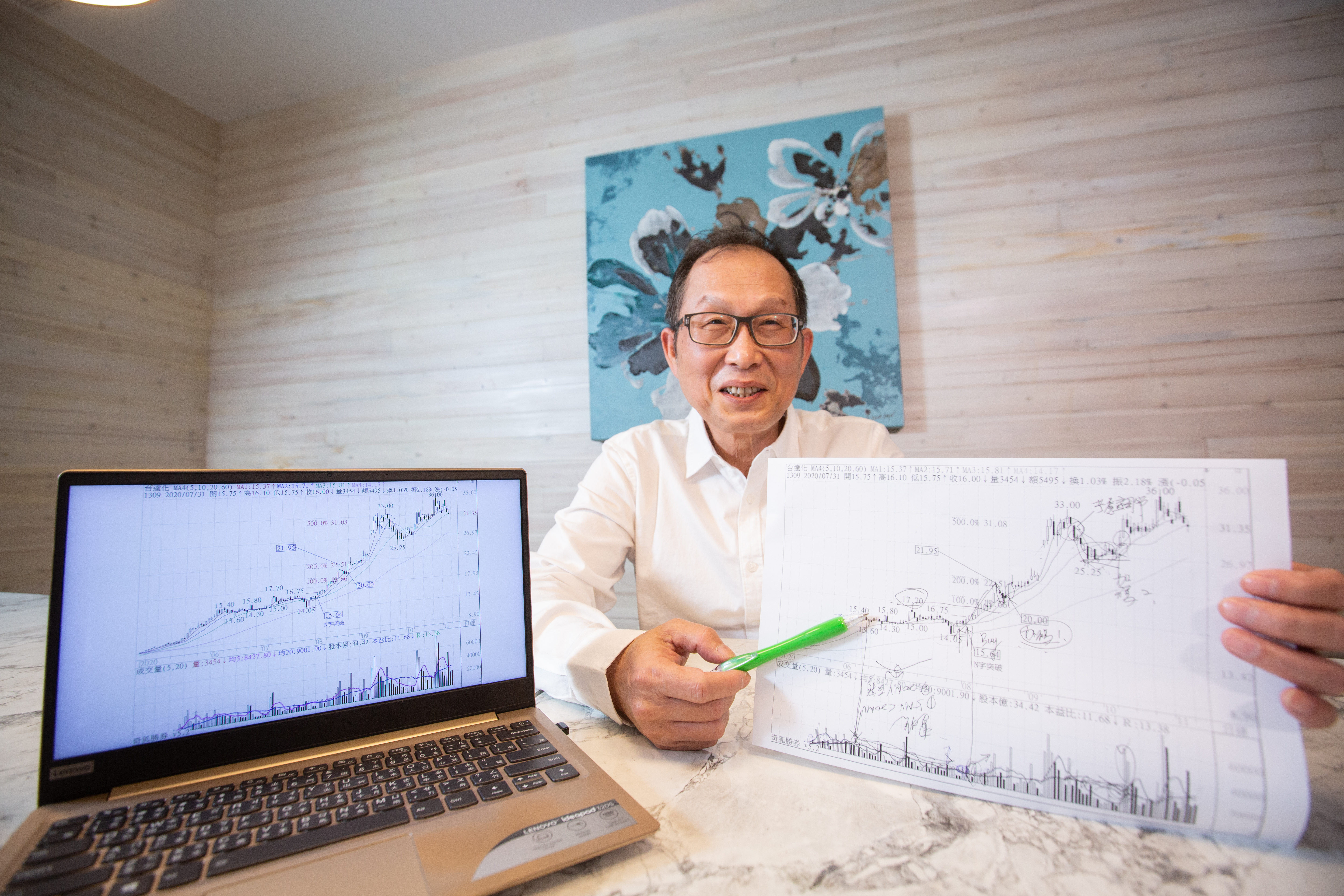 謝佳穎以技術面選股，重視成交量的發動與延續性，再輔以基本面檢視，挑出貼近盤面的主流股。