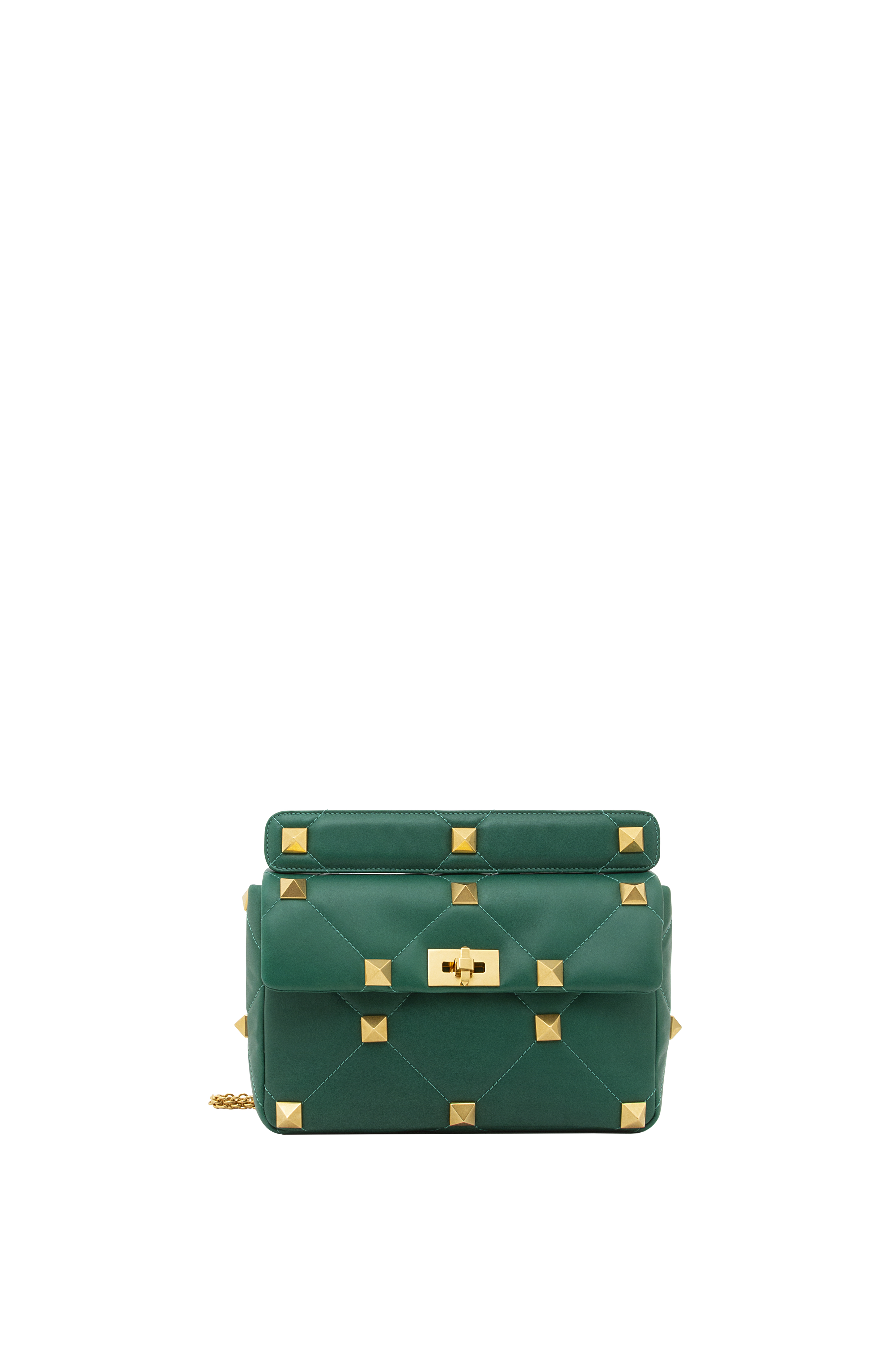 綠色小羊皮鉚釘鍊帶包。NT$103,500。（Valentino Garavani提供）