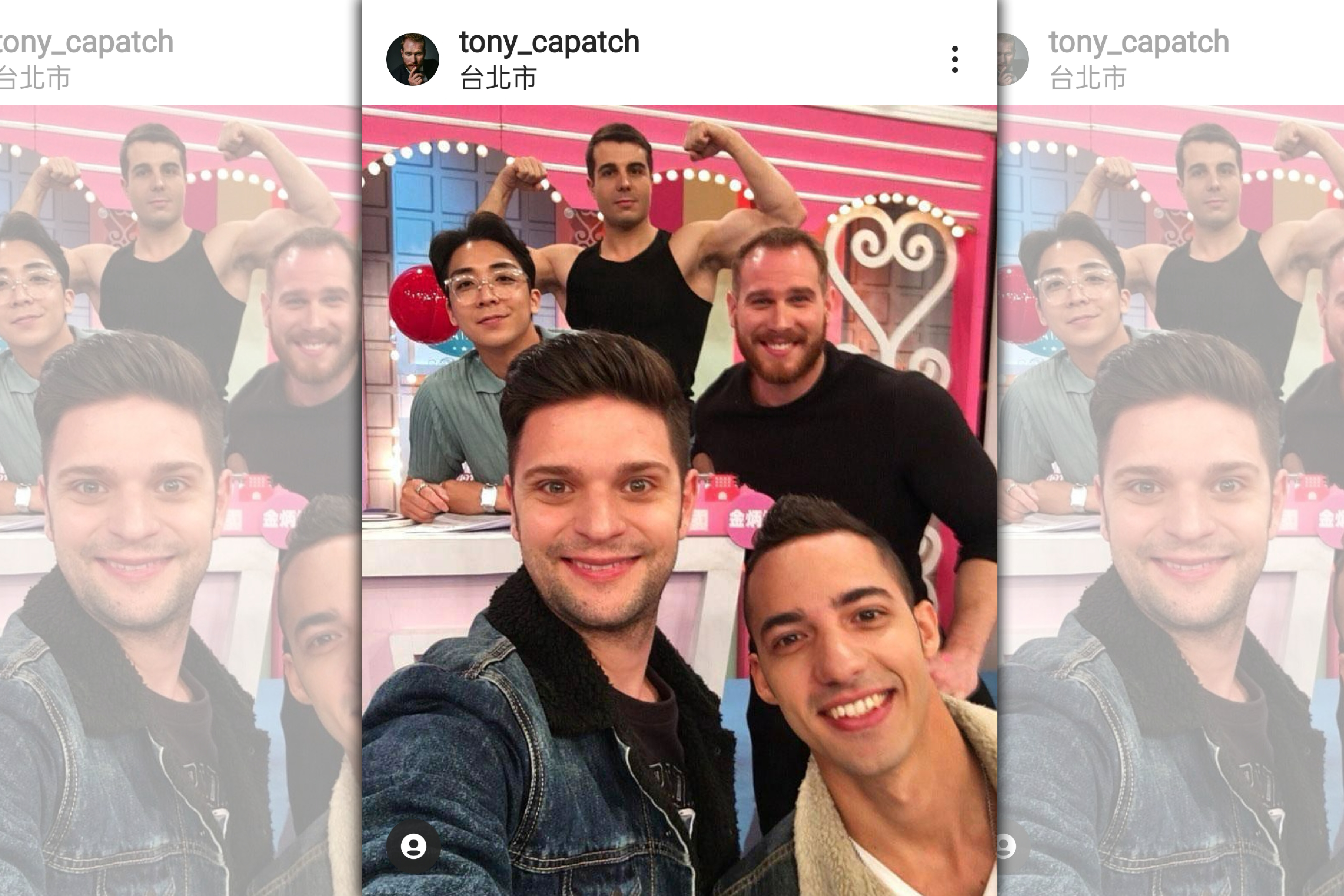 來自美國的柯龍（右中），是節目《2分之1強》固定班底。（翻攝自柯龍IG）