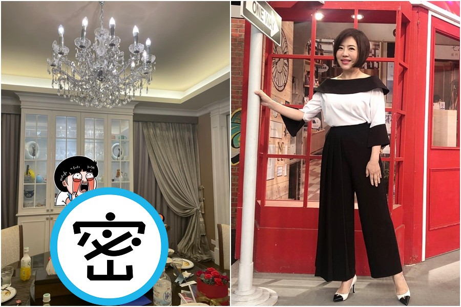 于美人遇強震不是先開門，而是在家裡餐廳的水晶燈下擺放一物品引熱議。（翻攝自于美人臉書）