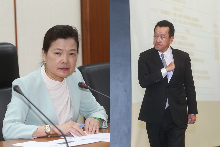 顧立雄（右）和王美花（左）的座車昨日驚傳與機車發生車禍。（本刊資料照）