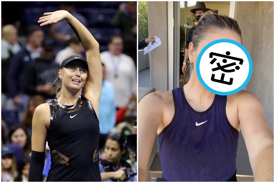 莎娃在退休後體態有些微改變，被眼尖的網友發現。（翻攝自Maria Sharapova臉書、推特）