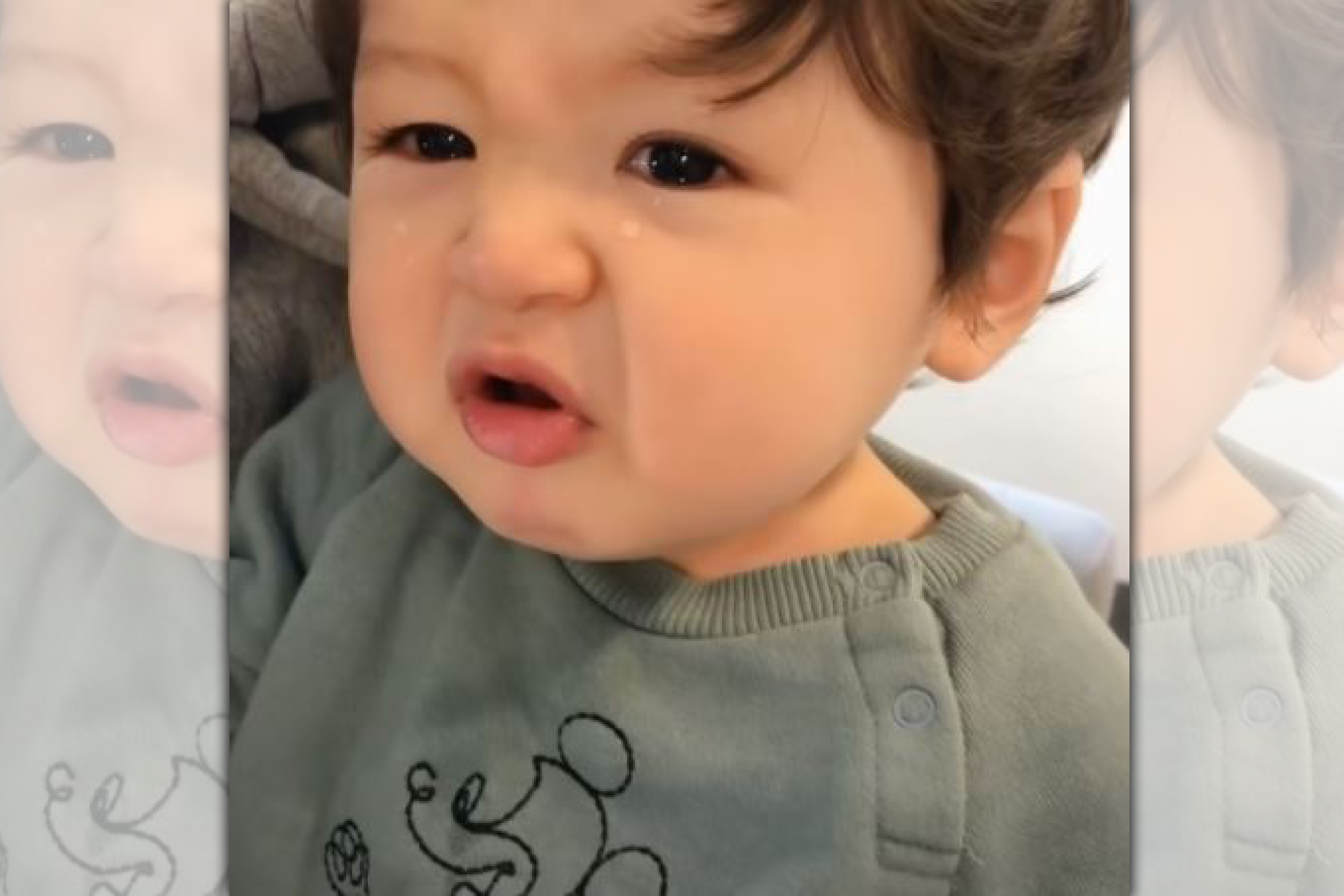 看到來家裡作客的爺爺要回家，日本一名1歲小男娃大哭起來。（翻攝YouTube影片畫面）