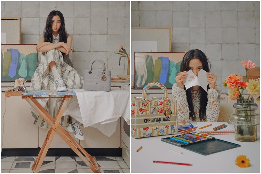 BLACKPINK智秀為Lady Dior拍攝系列大片，智秀演繹少女般空靈的撕紙，也挺有意境。（Dior提供）