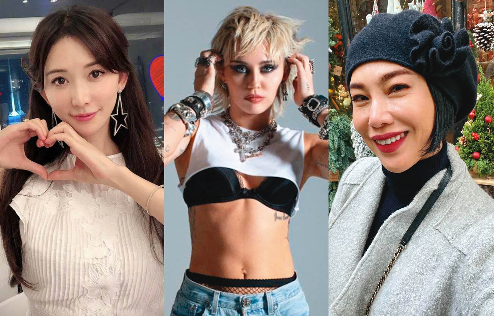 演藝圈上演著分分合合的戲碼，演藝圈中同樣的例子不少。（翻攝自林志玲臉書、徐曉晰臉書/麥莉希拉推特）