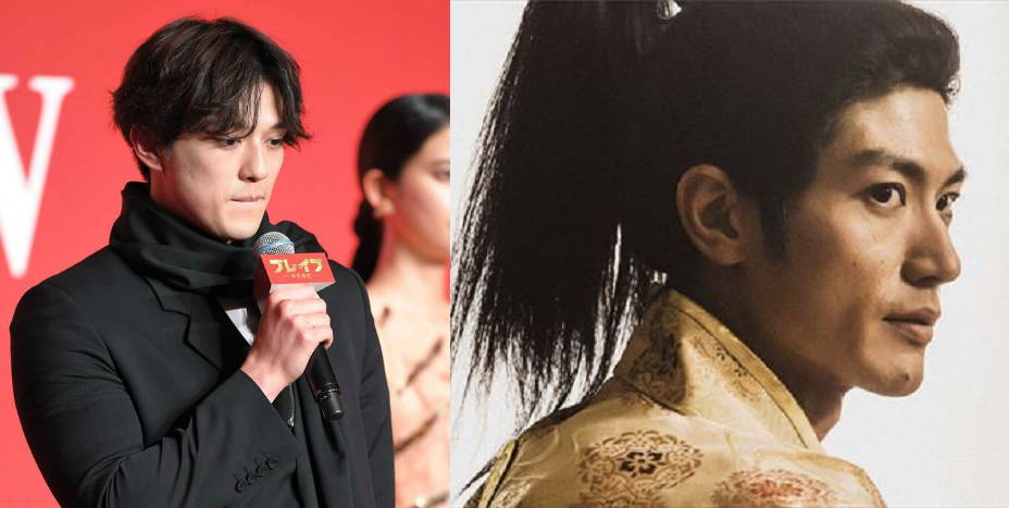 新田真劍佑（左圖，翻攝自每日體育報）昨在新片《BRAVE-群青戰記-》說到三浦春馬，多次語塞。（右圖翻攝自電影官網）