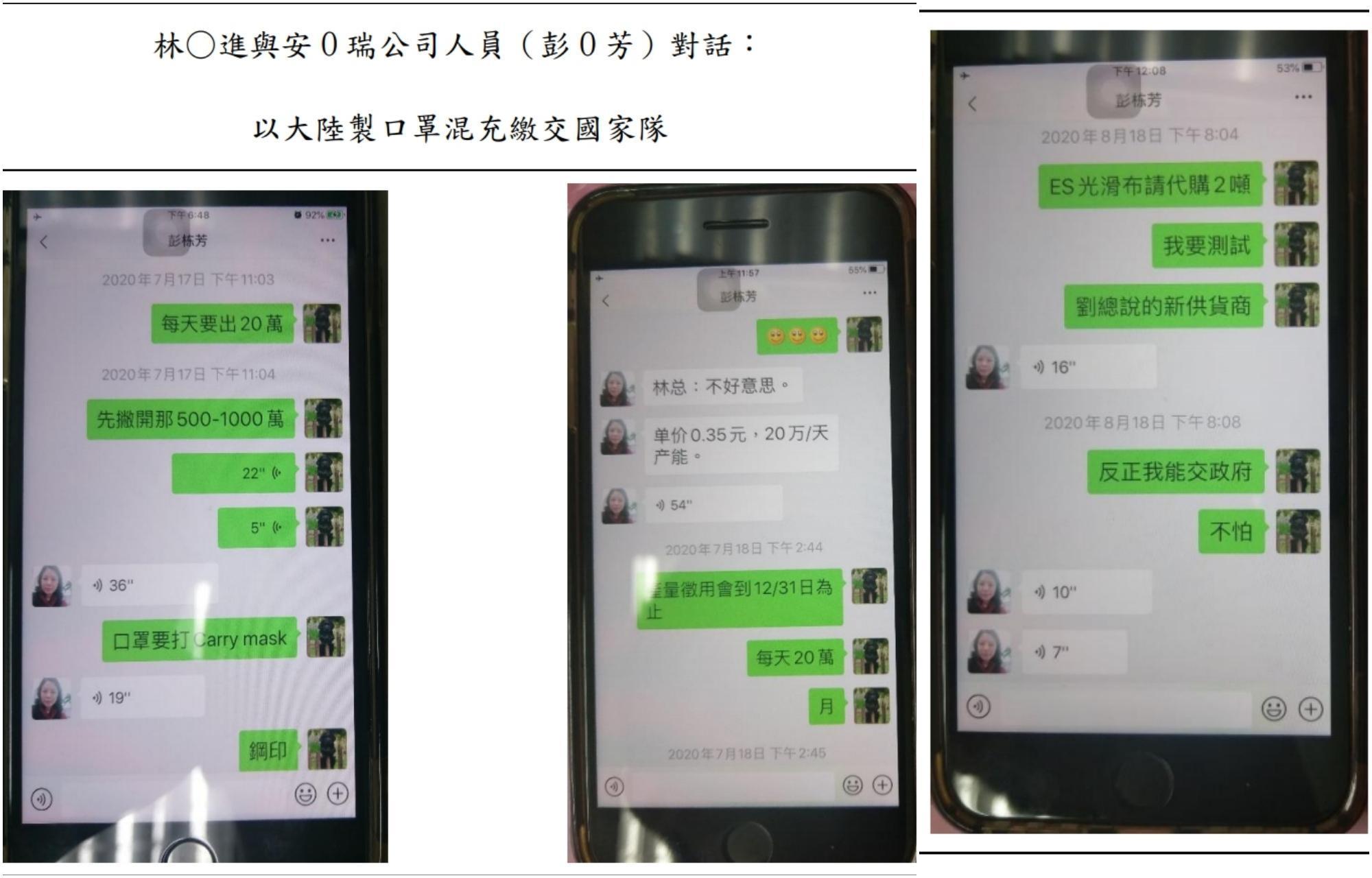 林明進混充中國大陸製的口罩,交給政府徵收做為實名制口罩。(翻攝自士檢新聞稿)
