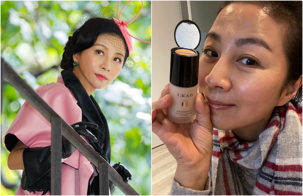 55歲的方文琳凍齡有成，即使素顏膚況也超好。（左圖本刊資料照、右圖翻攝方文琳臉書）