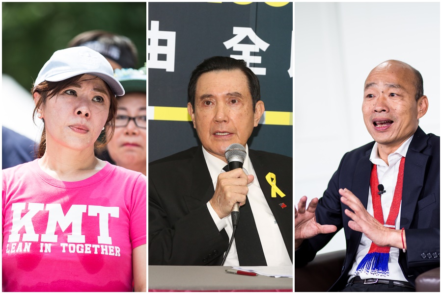 繼前總統馬英九（中）進行眼袋手術後，傳出前高雄市長韓國瑜（右）及前立委李彥秀（左）也都做了微整形。（資料照）