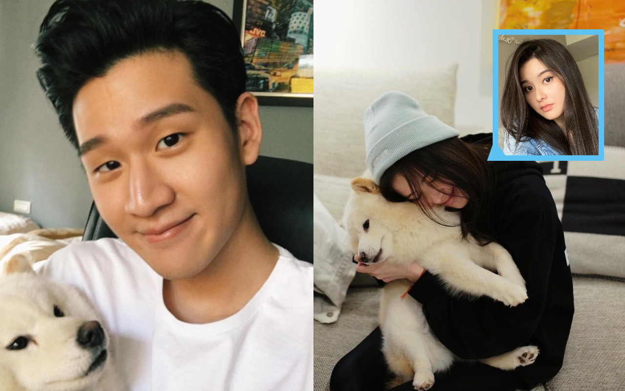 周興哲(左圖)與第一名媛孫芸芸的女兒Trinity(右圖)抱著他的愛犬「蕭邦」拍照。(翻攝自周興哲、廖思惟IG)