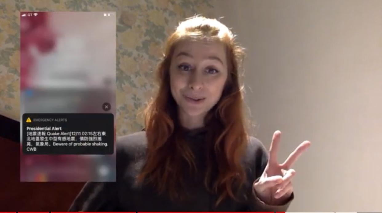 涅恰耶娃表示10日和11日的兩次大地震，把她嚇壞了。（翻攝YouTube畫面）