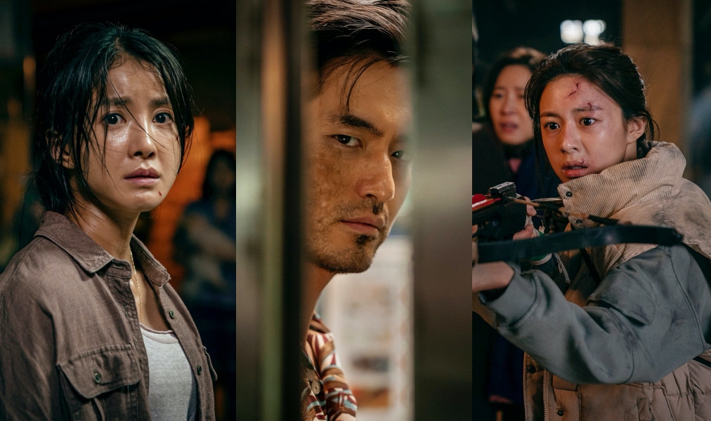 李鎮郁（中）被問到在《Sweet Home》選作戰夥伴時，先選了高允真才說想選李施昤（左）。（Netflix提供）