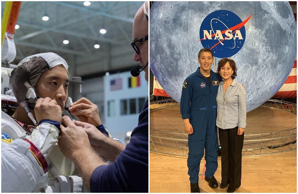 NASA宣布,Jonny Kim將成為首位登上月球的韓裔太空人,右圖右為Jonny Kim母親。(翻攝自推特帳號@JonnyKimUSA)