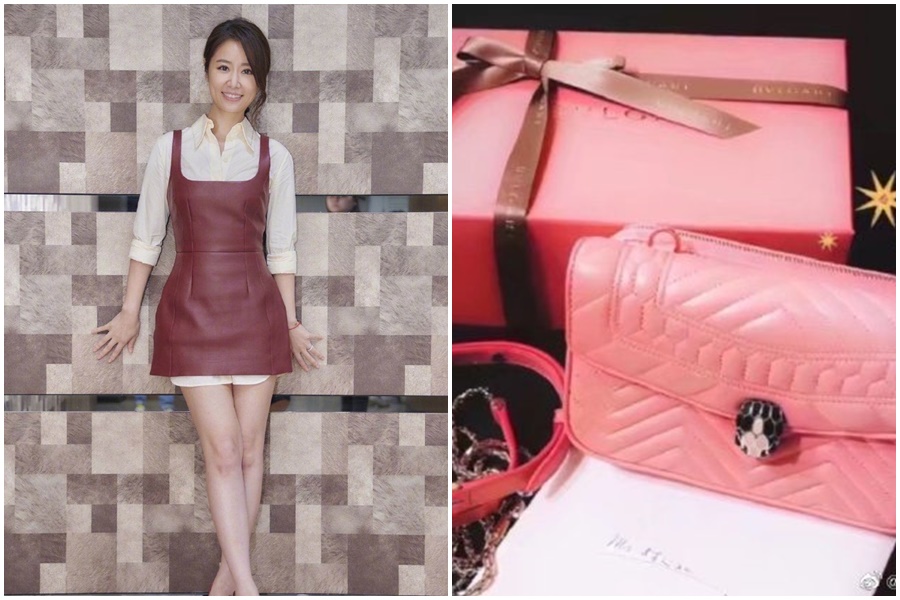 林心如女兒小海豚是廠商寵兒，今年聖誕節收到名牌包當禮物。（翻攝自微博）