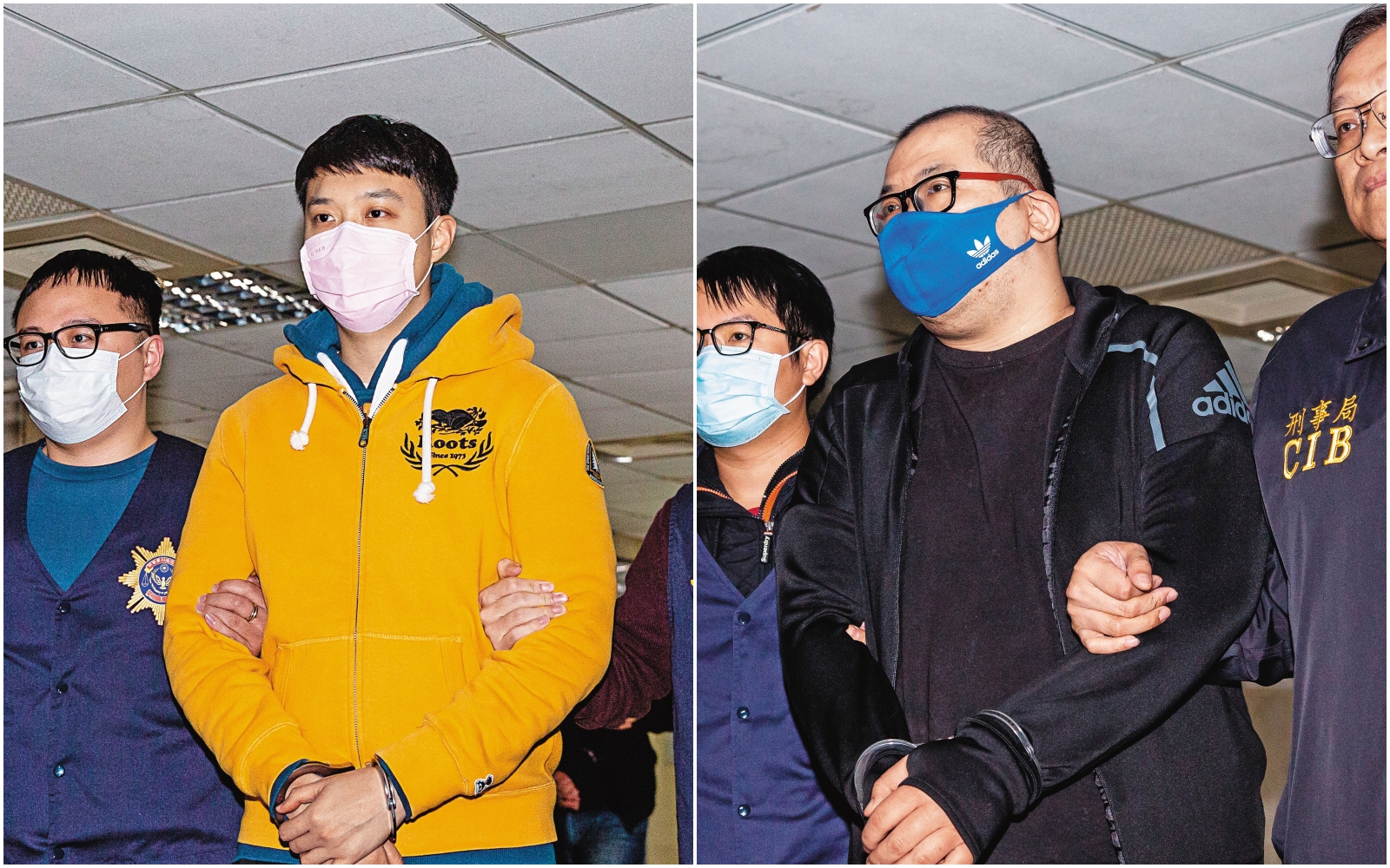 曾任UBA經紀人的嫌犯劉維霖（右）涉散布不雅影片，再向被害球員恐嚇取財；嫌犯余啟豪（左）涉架設色情網站供人瀏覽猥褻影片牟利，多位國內職棒及籃壇球星的不雅檔案也在列，警方循線將他逮捕。