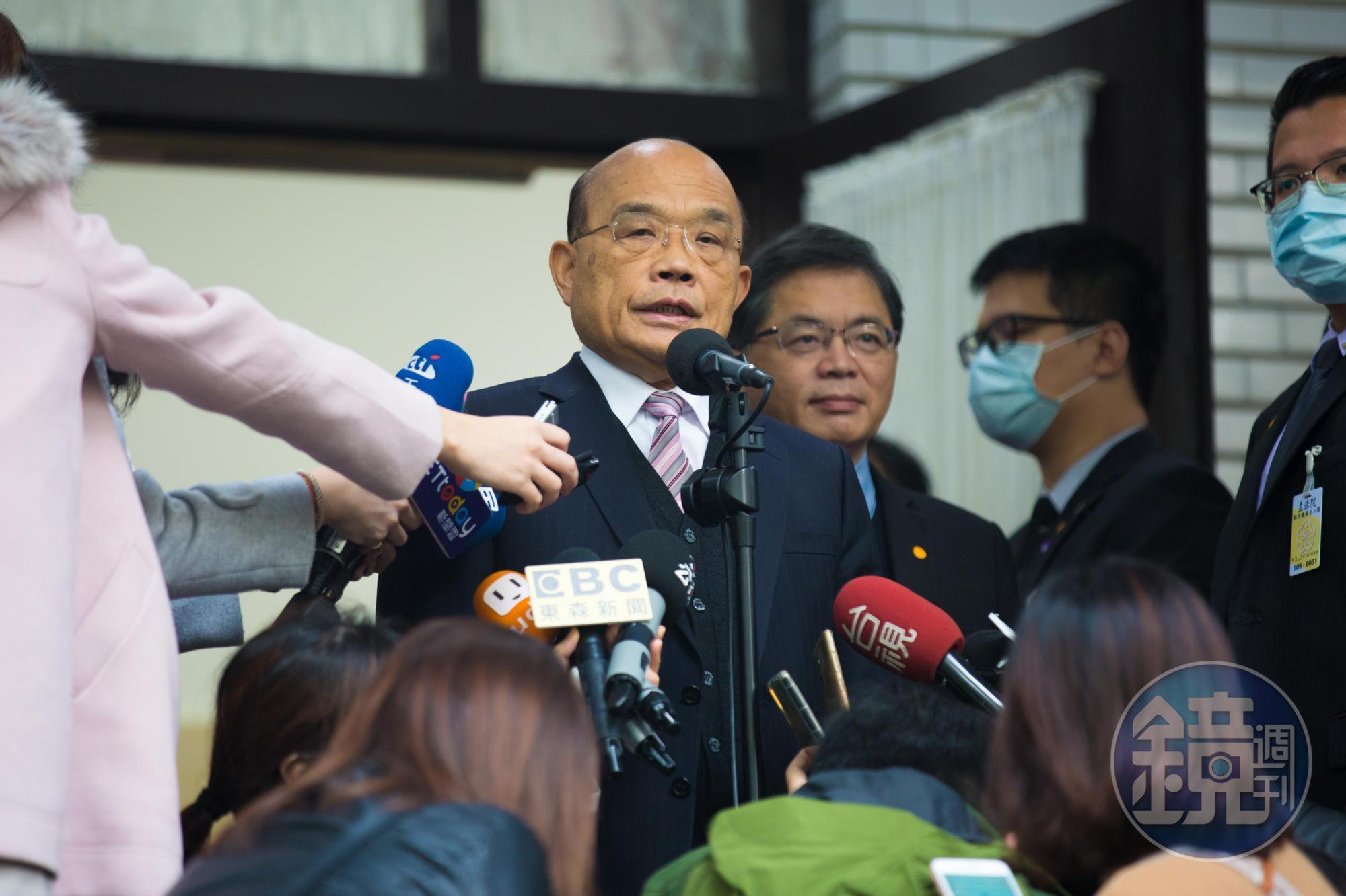 行政院長蘇貞昌今天赴立法院報告備詢前受訪。（本刊資料照）
