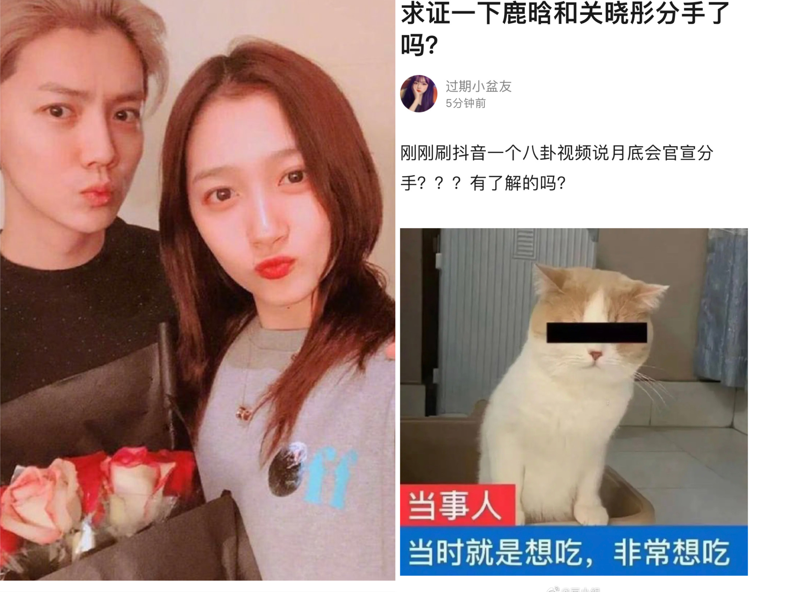 鹿晗、關曉彤交往3年，時不時就被傳分手。（翻攝自新浪微博）