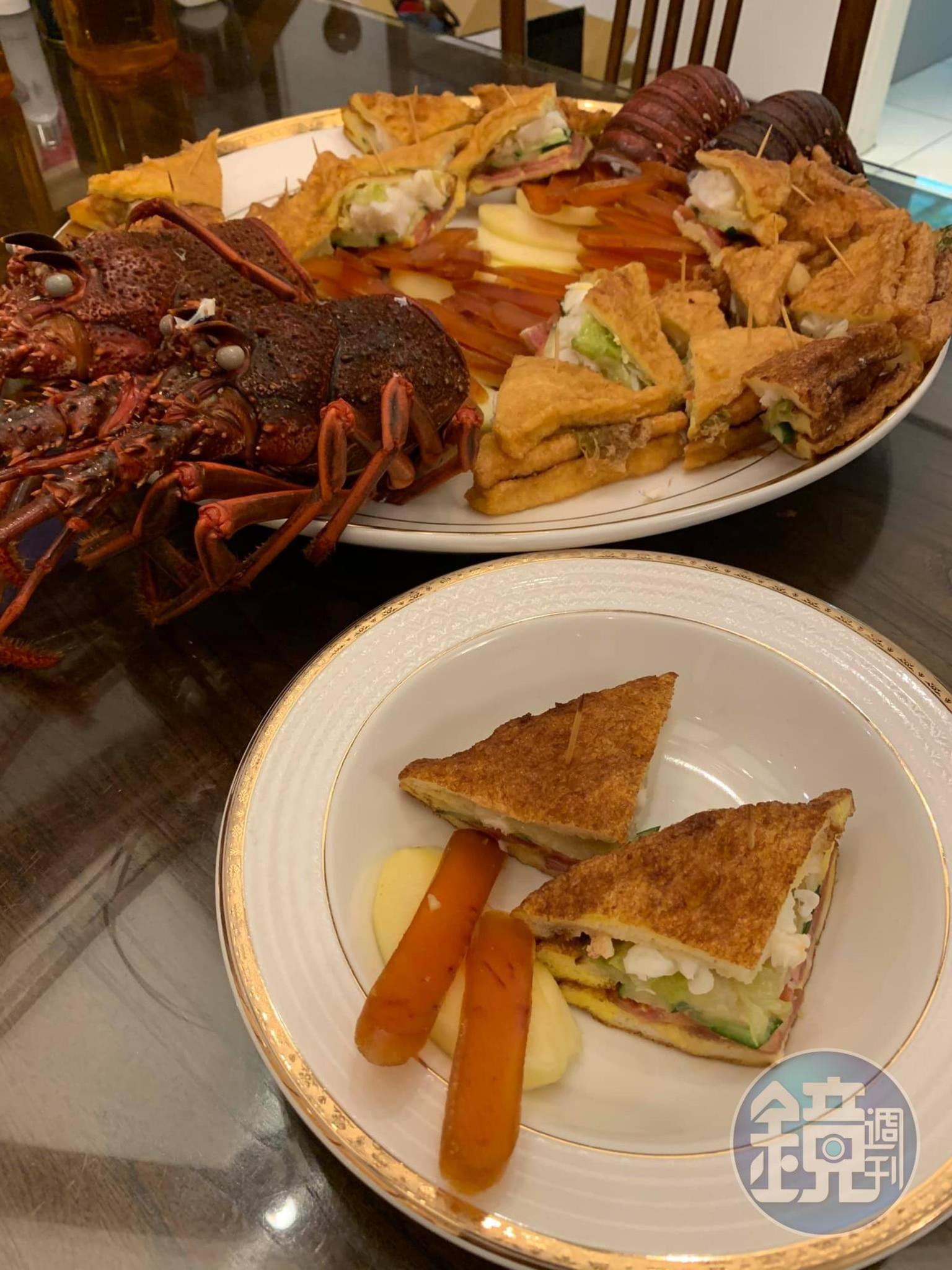 龍蝦三明治很是澎湃,今天只吃這個配龍蝦味噌湯。