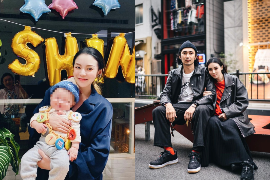 歐陽靖(左圖、右圖右)感嘆因為正義的網友,兒子可能見不到父親(右圖左)。(翻攝自IG@imginoy)