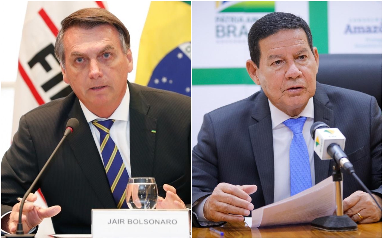 巴西總統波索納洛7月感染武漢肺炎後，副總統莫勞本月27日也確診，目前正在副總統官邸隔離治療。（翻攝自Jair Bolsonaro／Hamilton Mourao臉書）