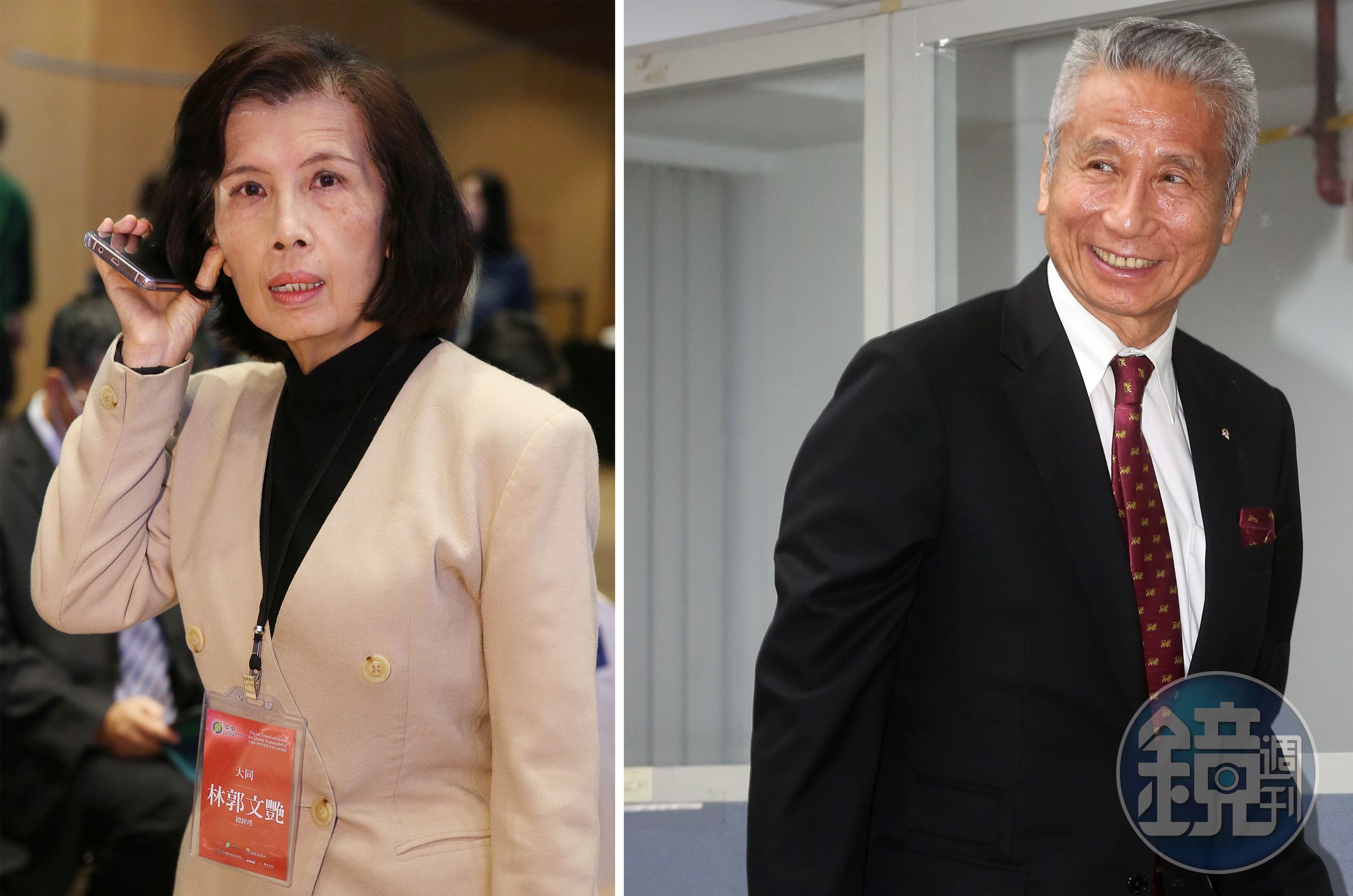 為了防堵台鋼集團，王光祥（右）回頭找昔日的對手、在大同仍握有一董一獨董的林郭文艷（左）合作。