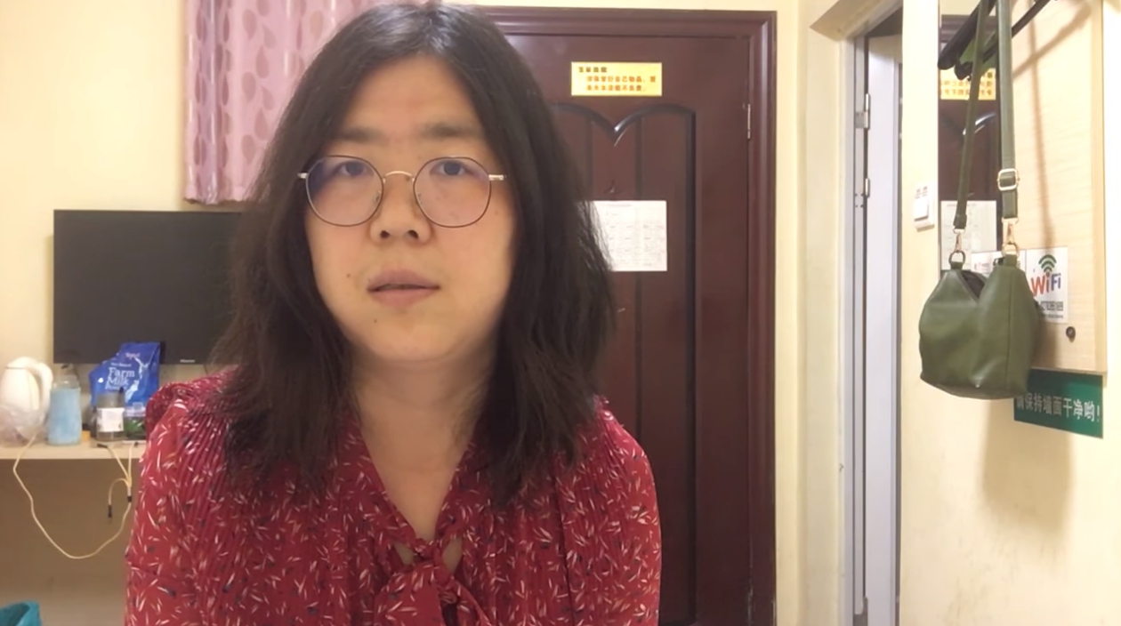 中國記者張展親赴武漢報導第一手的疫情消息，遭當局指控尋釁滋事判刑4年。（翻攝自張展YouTube頻道）