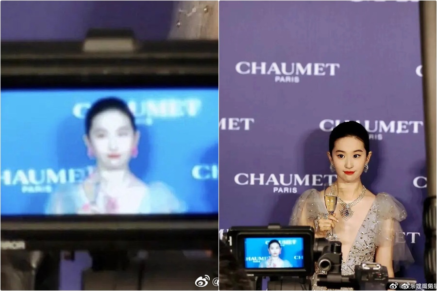 劉亦菲被嘲變胖，粉絲帶風向想力證她依然美到像仙女，卻被相機螢幕出賣。（微博圖片）