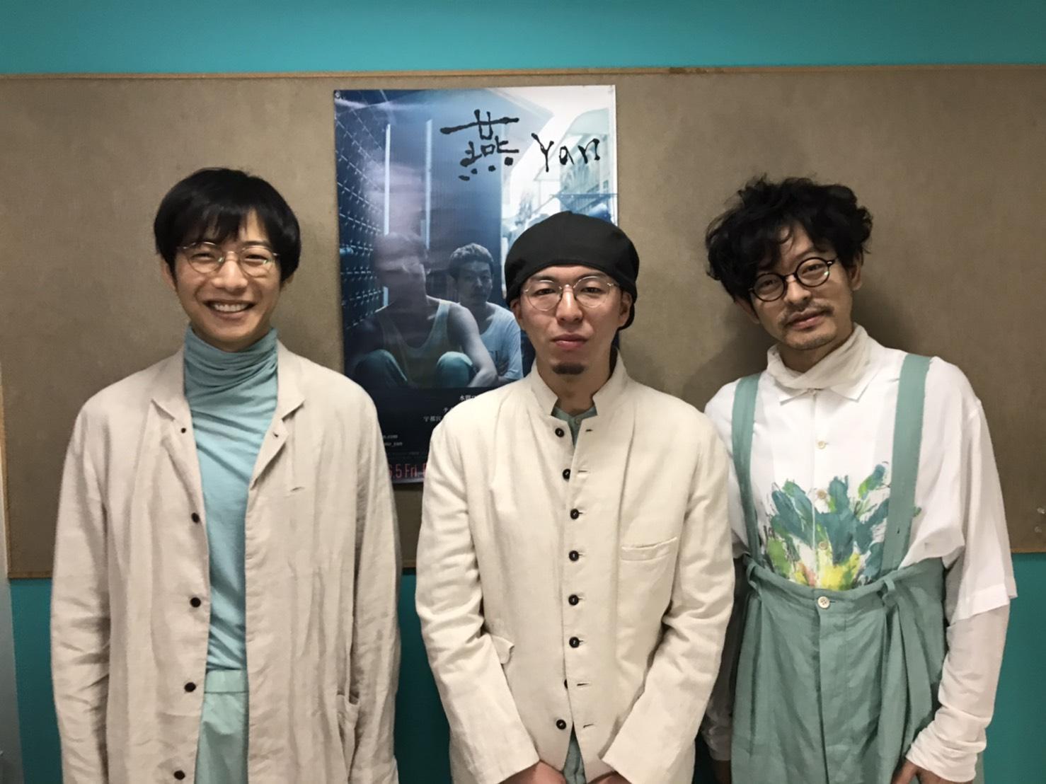 《燕》導演今村圭佑（中）和演員水間龍（左）、山中崇很感謝來台拍攝時民眾與台灣工作人員的協助，盼未來能再次來台拍戲。（希望行銷提供）