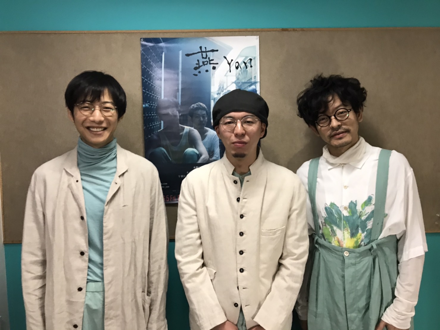 《燕》導演今村圭佑（中）和演員水間龍（左）、山中崇很感謝來台拍攝時民眾與台灣工作人員的協助，盼未來能再次來台拍戲。（希望行銷提供）