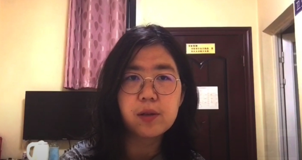 中國公民記者張展於疫情爆發期間前往武漢深度採訪，卻遭判有期徒刑4年。（翻攝張展Youtube）