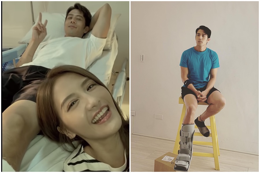 胡宇威在李宣榕新歌〈好好〉MV與現實中都骨折，諸多巧合令人發毛。（翻攝自〈好好〉MV畫面、胡宇威臉書）