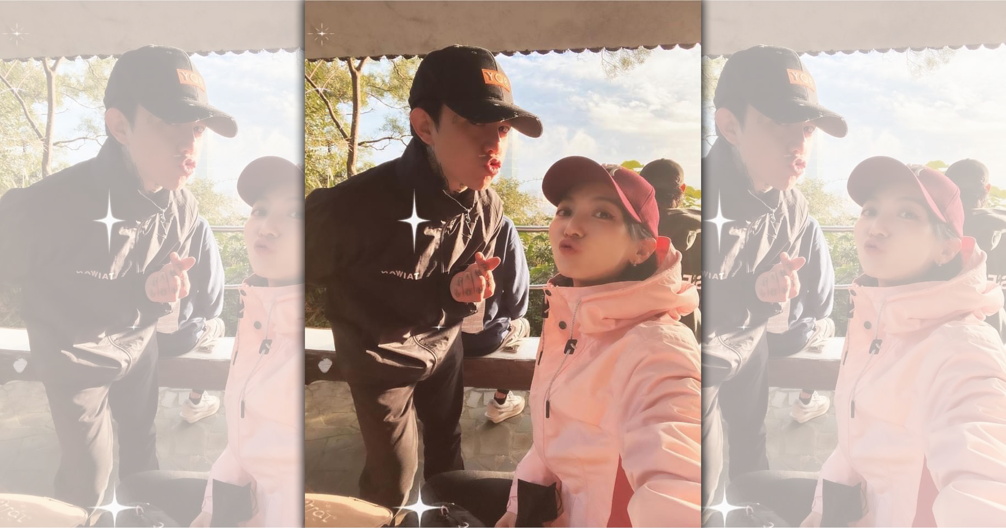 謝和弦（左）與莉婭越愛越高調。（翻攝自謝和弦臉書）