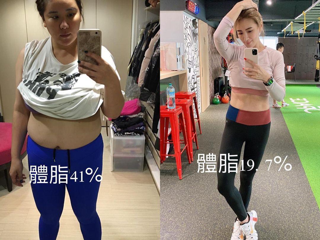 小禎分享過她的體脂率一度高達41%,9月時體脂已經降到19.7%。(翻攝自小禎IG)