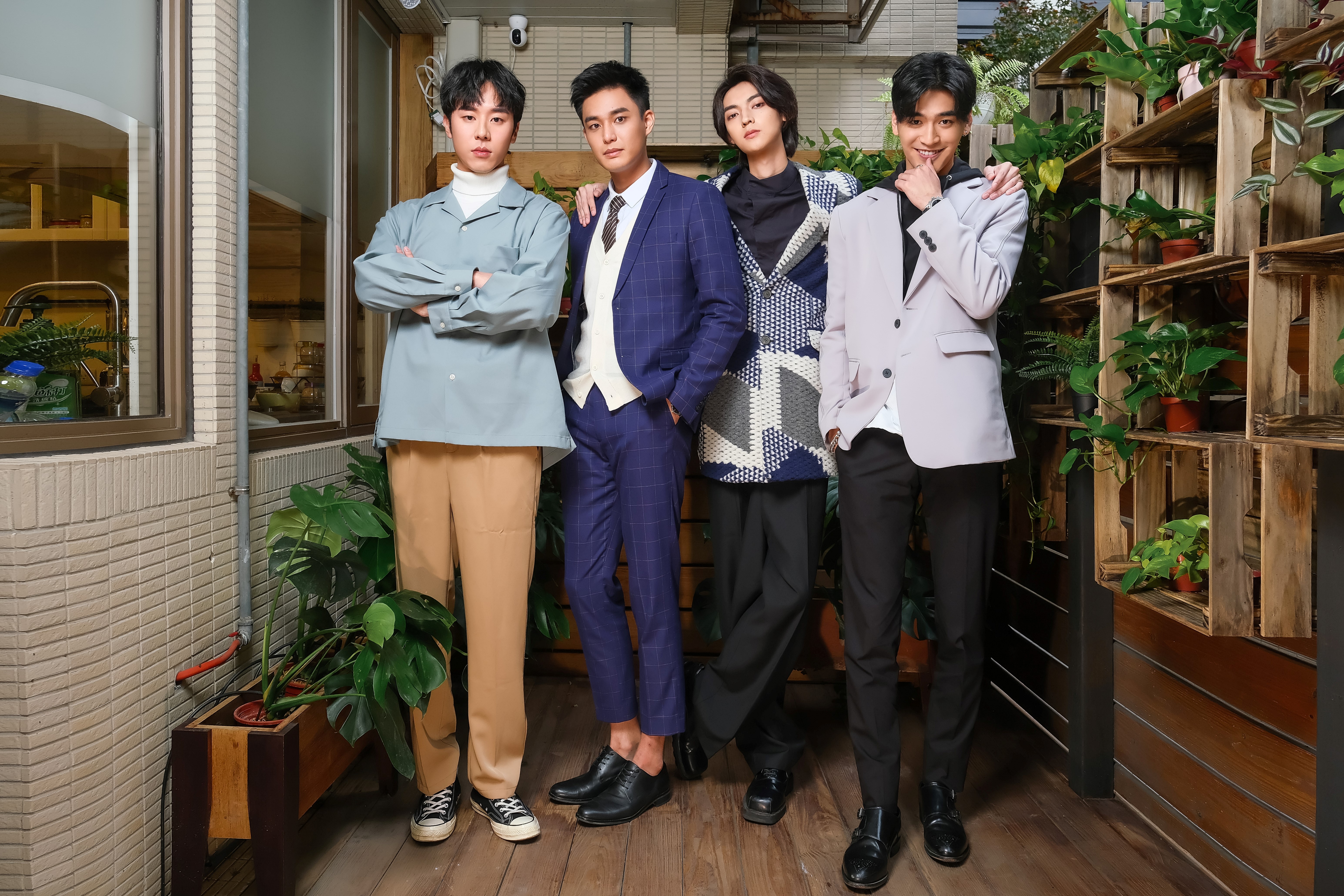 《HIStory4近距離愛上你》舉行媒體探班，（左起）林嘉威、安俊朋、陳立安、涂善存分享拍戲花絮。（LINE TV提供）
