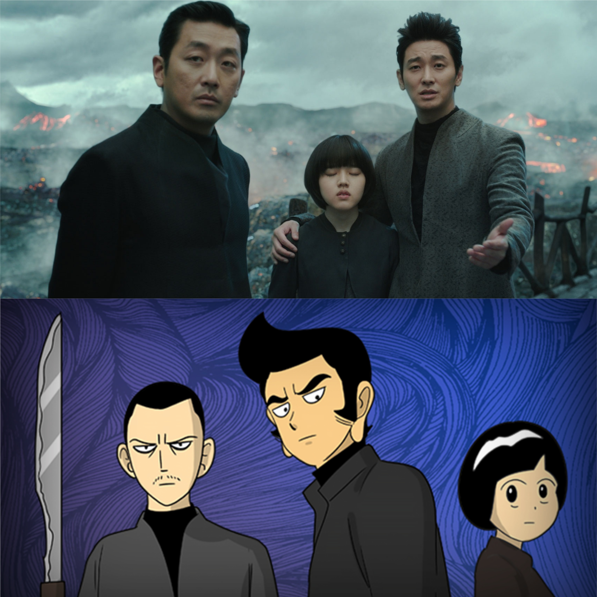 WEBTOON《與神同行-神的審判》(下圖)翻拍成兩集電影(上圖)創下票房佳績。(下圖LINE WEBTOON提供,上圖翻攝自daum movie)