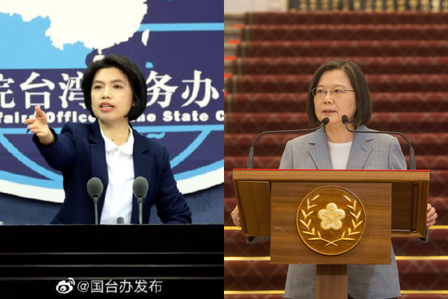 國台辦發言人朱鳳蓮（左）回應總統蔡英文（右）的新年演說內容。（翻攝自「國台辦」發布微博、本刊資料照）