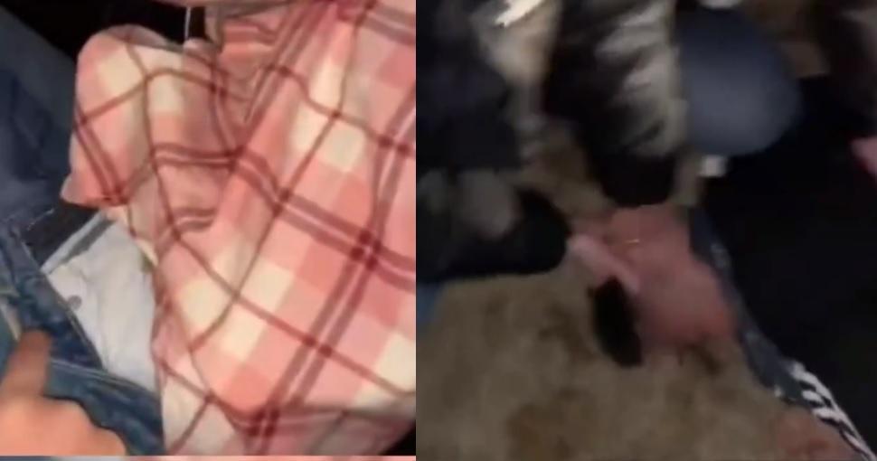 中國湖南日前發生教職員通姦，女方被翻褲檢查，男方遭壓制在地。（翻攝自《青蕉視頻》）
