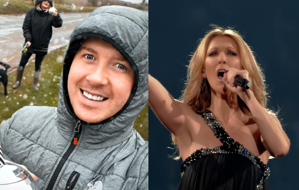 英國一名男子達德（左）竟在酒後將自己改名，和天后席琳狄翁同名。（翻攝臉書／Celine Dion YouTube）