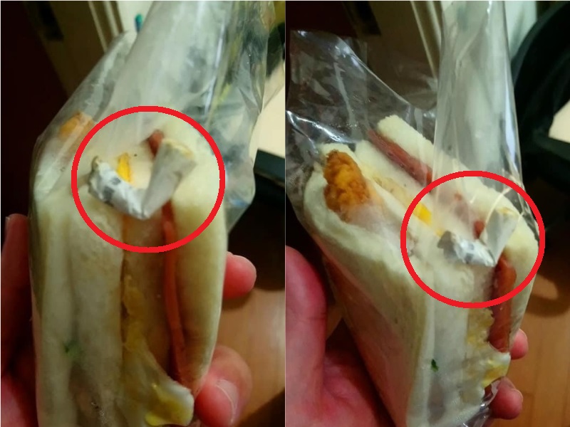 點了三明治卻被「免費加料」菸蒂,讓網友直呼噁爆。(翻攝自「爆怨公社」臉書)