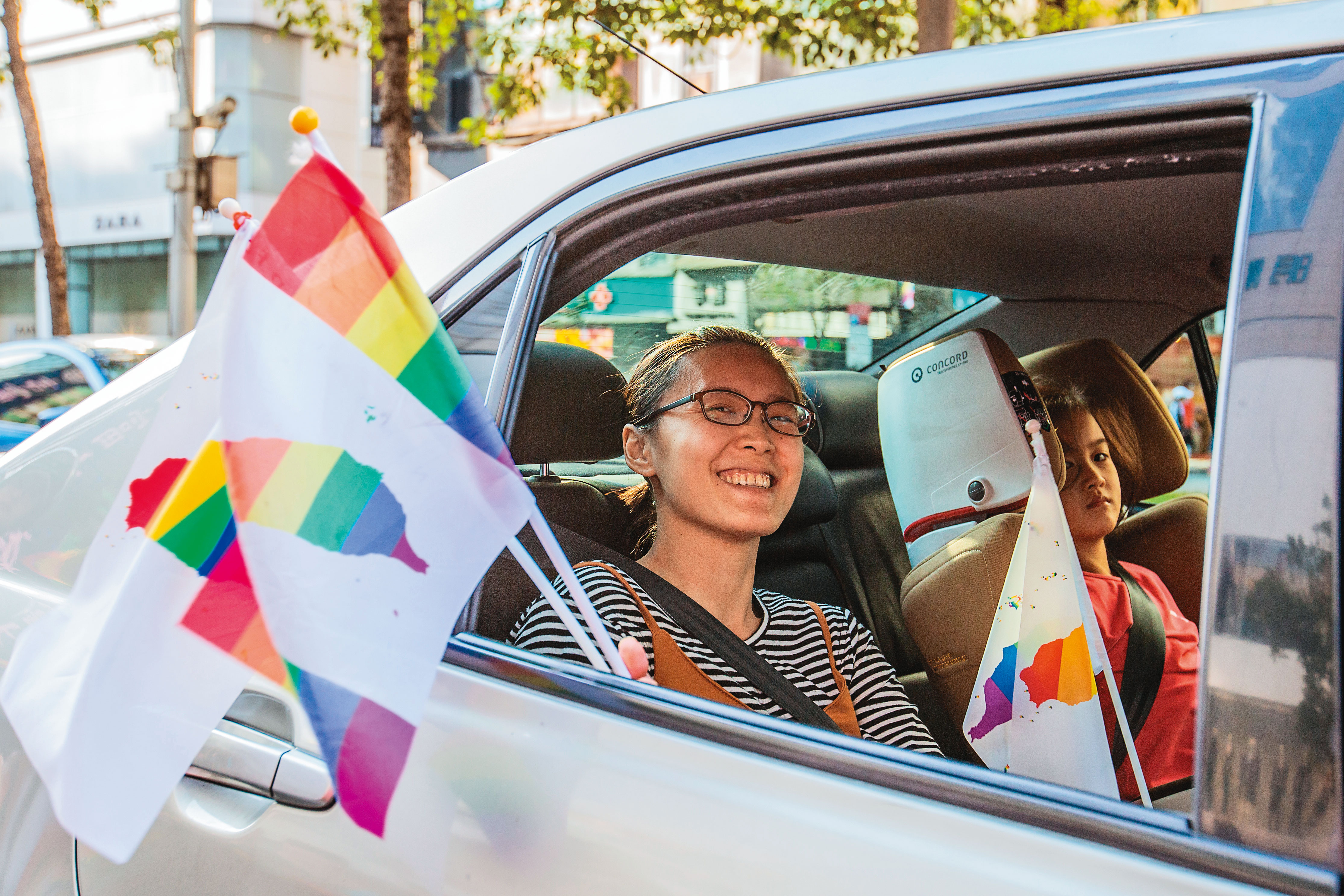 彩虹旗也有國族意涵，有些台派同志拒拿國旗改成的彩虹旗。今年遊行隊伍已經很少見，取而代之的是這種台灣彩虹旗。