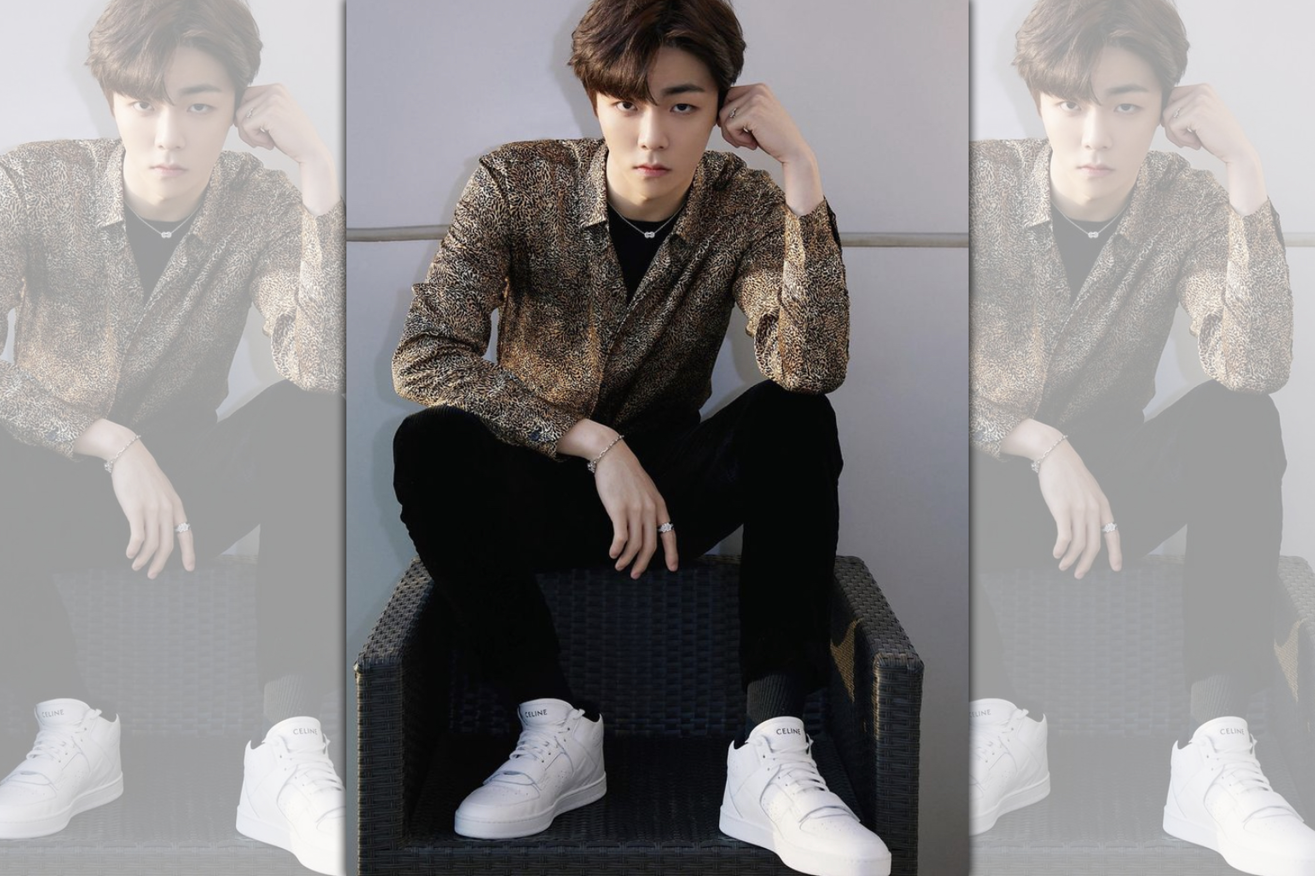 偏好深色調服裝的陳立農則讓腳上的白鞋成為穿搭亮點。（CELINE提供）